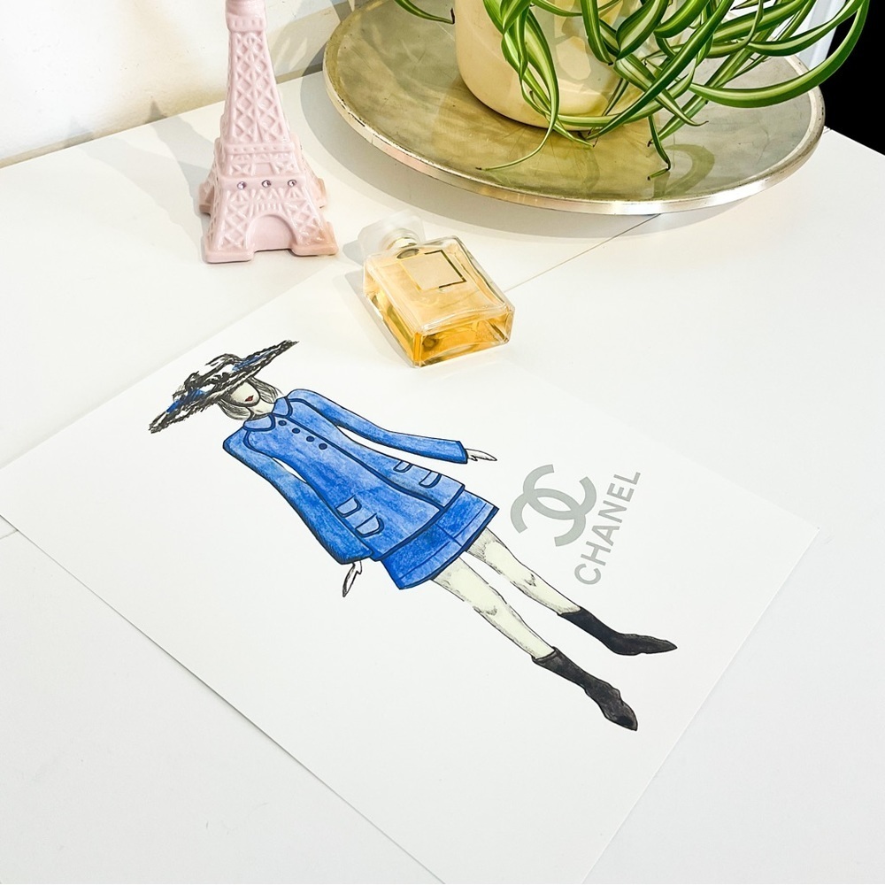 40. Chanel Fashion Illustration (My Art) Water-colour Sketch Print - Picture 4 of 4